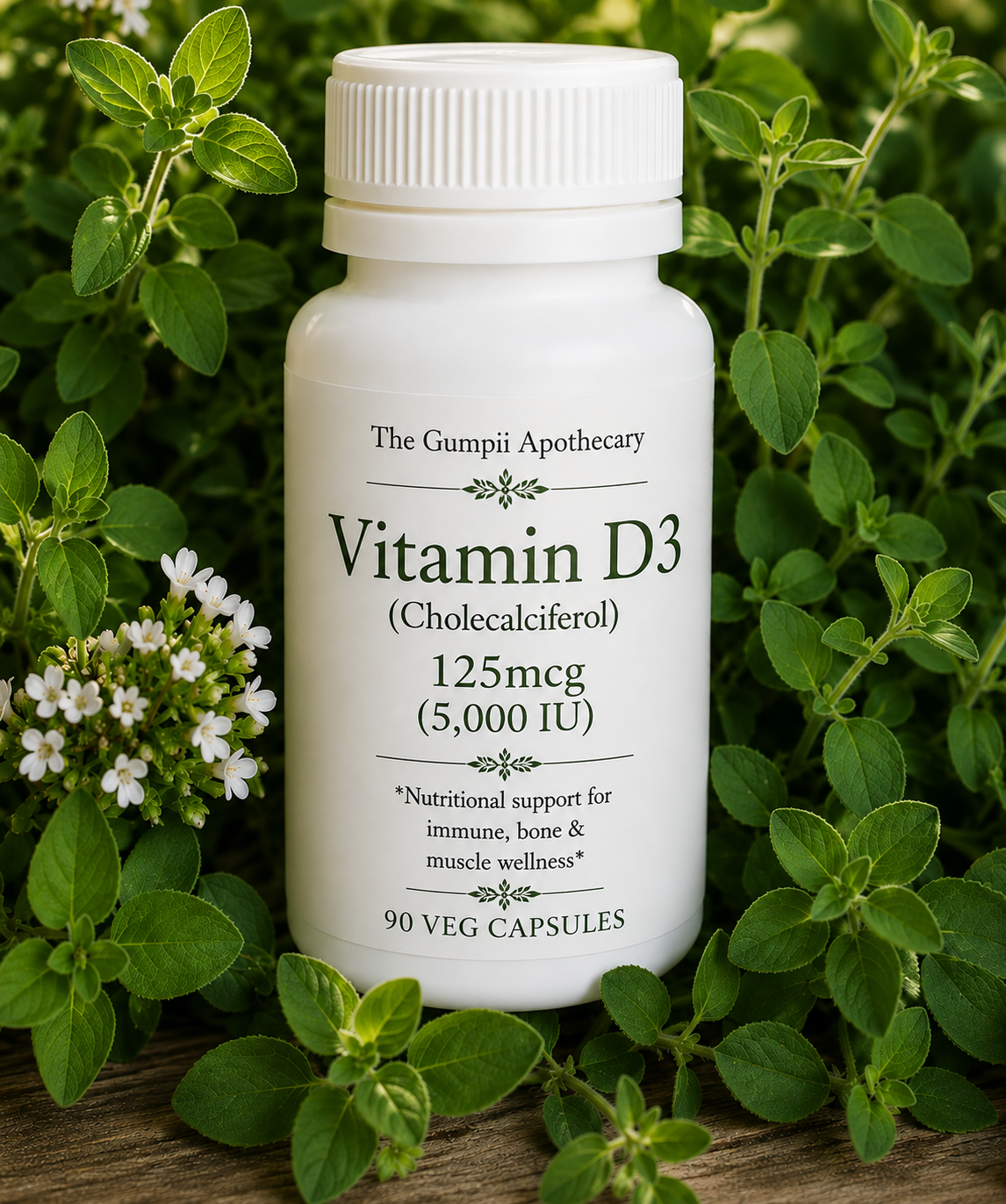 Vitamin D3 (Cholecalciferol) — 125mcg (5,000 IU)