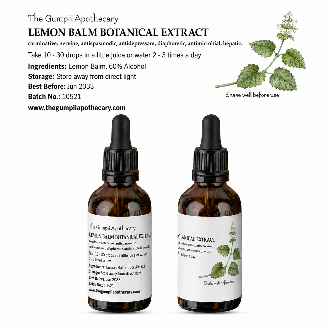 Organic Lemon Balm Extract (Melissa officinalis)