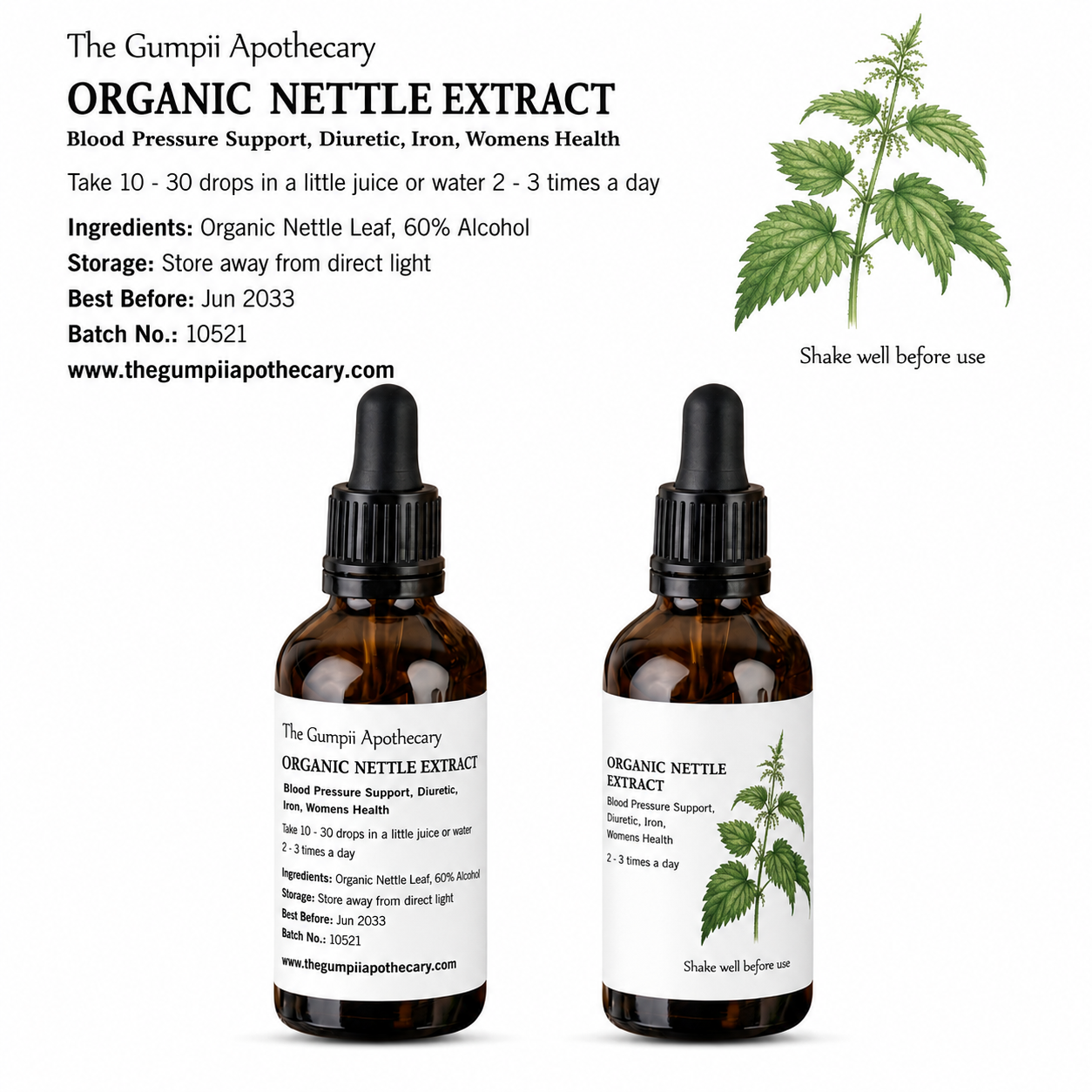 Organic Nettle Extract (Urtica dioica) Iron, Urinary & Women's Health